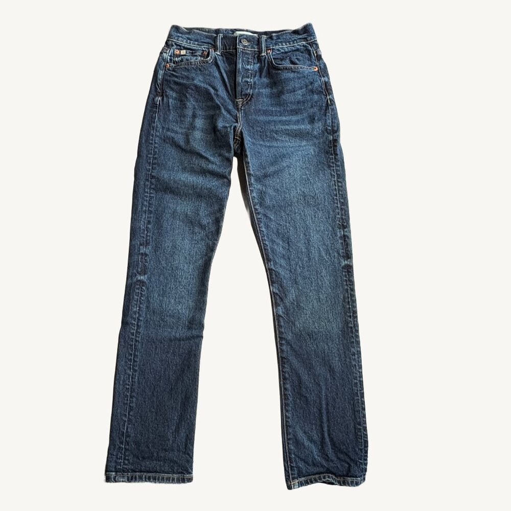 AE77 American Eagle Dark Wash Premium Straight Crop Jeans Size 0